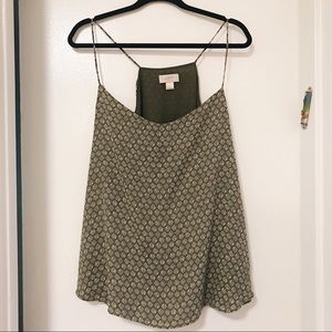 LOFT Green Patterned Tank Top